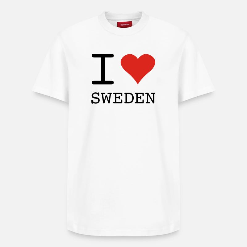 J’AIME LA SUÈDE Schweden - T-shirt unisexe décontracté en coton Supima – de SPREAD - blanc
