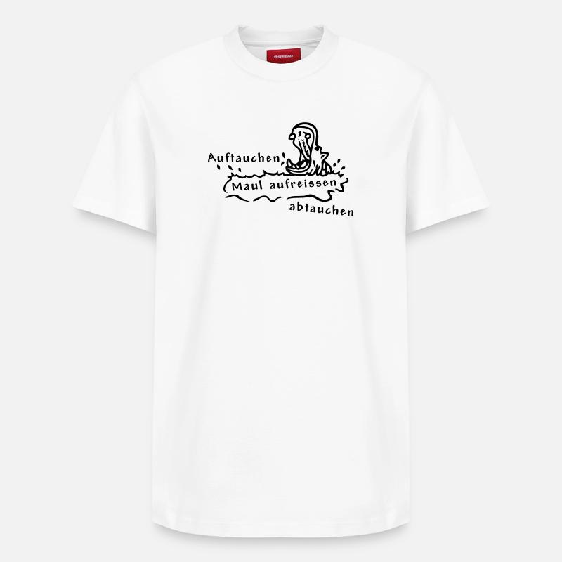 Hippopotame - T-shirt unisexe décontracté en coton Supima – de SPREAD - blanc