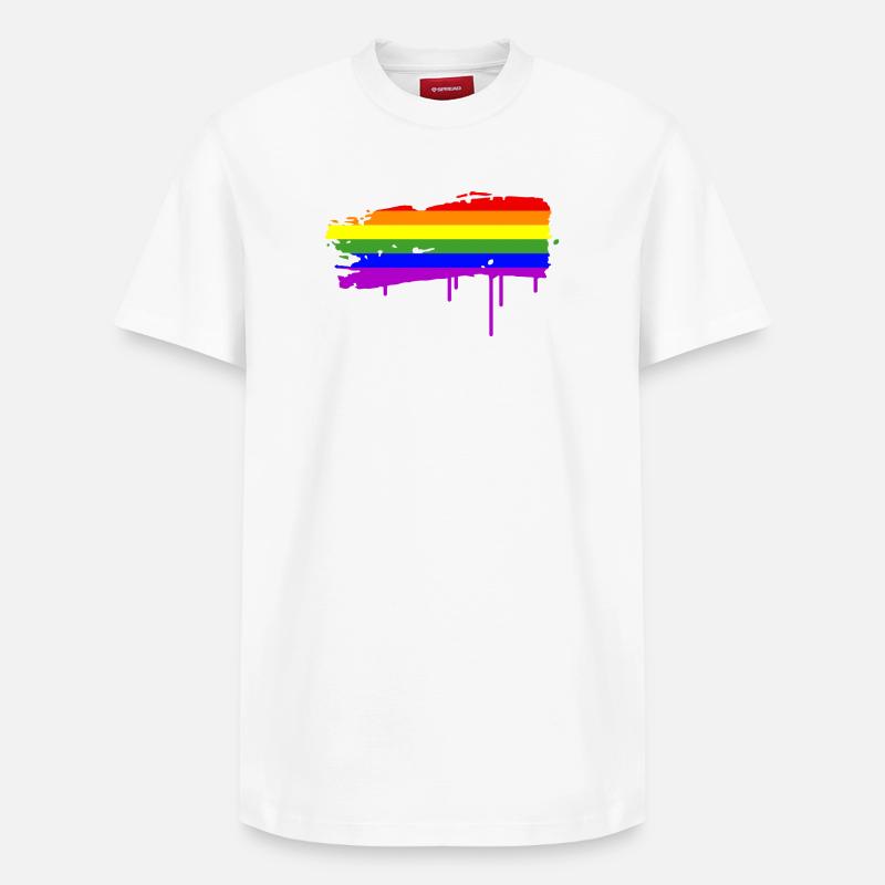 Regenbogenfahne Graffiti - Relaxed Unisex Supima Cotton T-Shirt – von SPREAD - Weiß