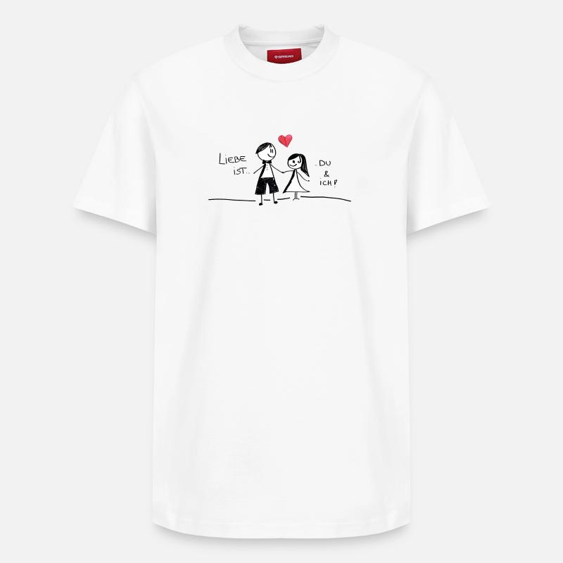 L'amour c'est ..._ ROUGE - T-shirt unisexe décontracté en coton Supima – de SPREAD - blanc