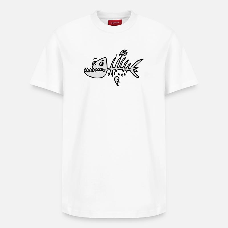 Poisson squelette - T-shirt unisexe décontracté en coton Supima – de SPREAD - blanc