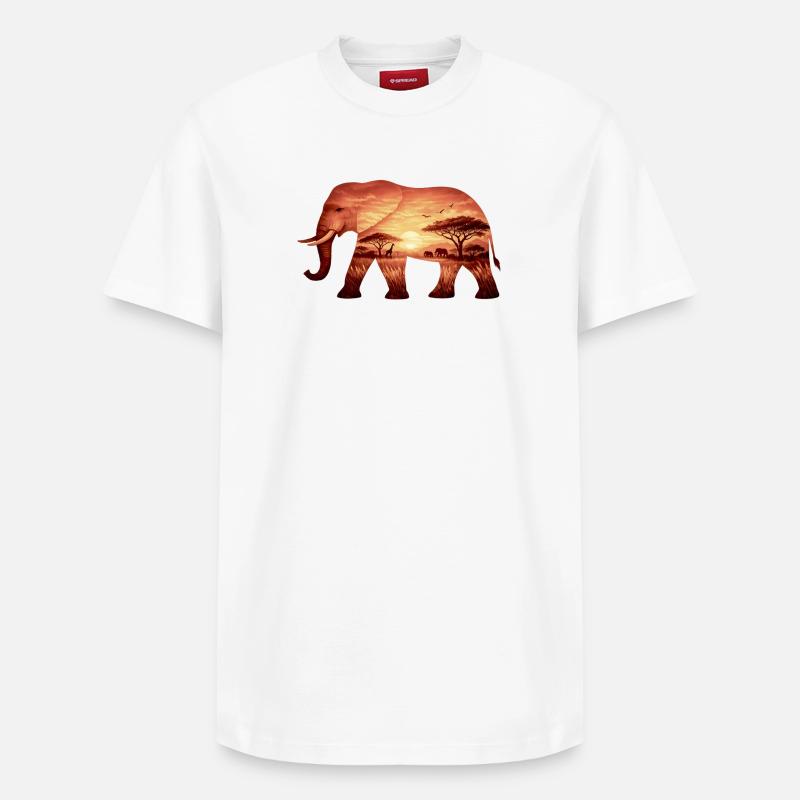 Éléphant sur la savane - T-shirt unisexe décontracté en coton Supima – de SPREAD - blanc