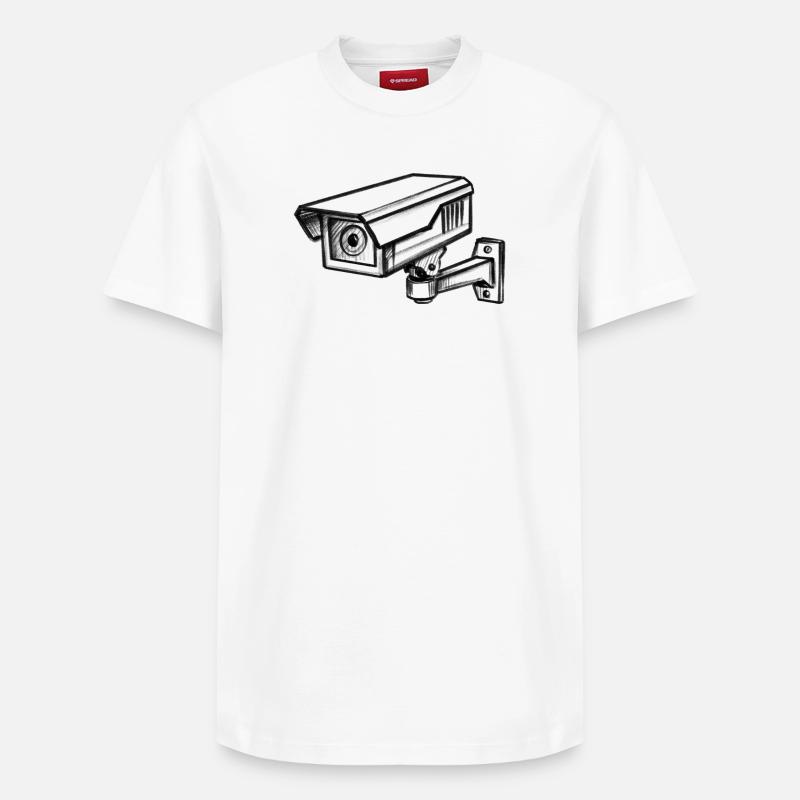 Security Camera Security - Illusionration - Relaxed Unisex Supima Cotton T-Shirt – by SPREAD - white