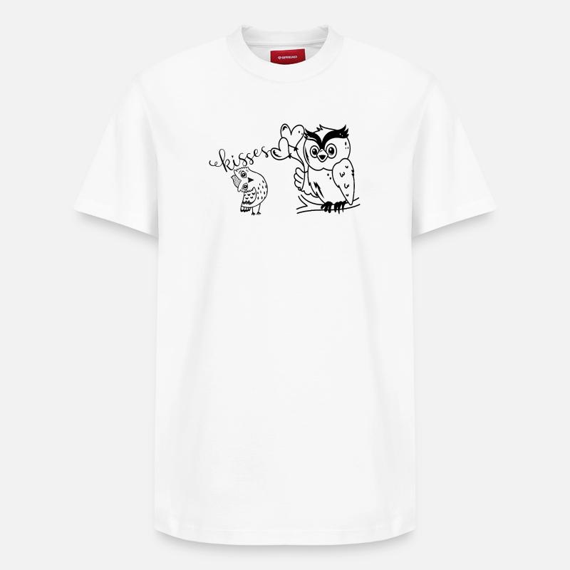 Zwei Eulen - Relaxed Unisex Supima Cotton T-Shirt – von SPREAD - Weiß