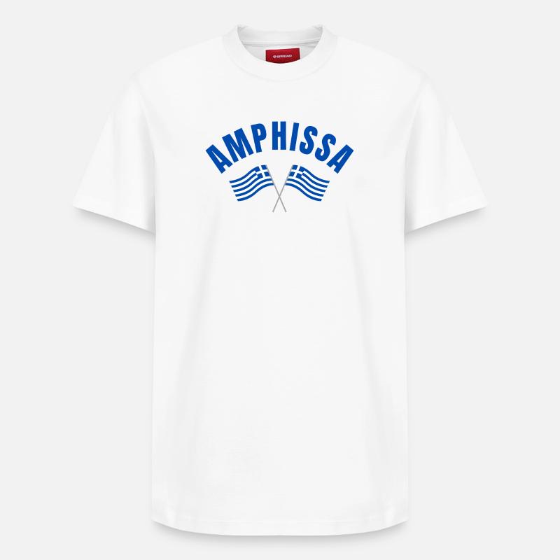 Amphissa Drapeaux grecs - T-shirt unisexe décontracté en coton Supima – de SPREAD - blanc