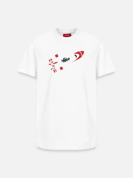 Red Rocket Graffiti Logo - Relaxed Unisex Supima Cotton T-Shirt – by SPREAD - white