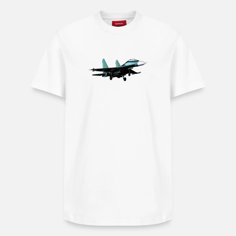 Jet Su-27 - T-shirt unisexe décontracté en coton Supima – de SPREAD - blanc