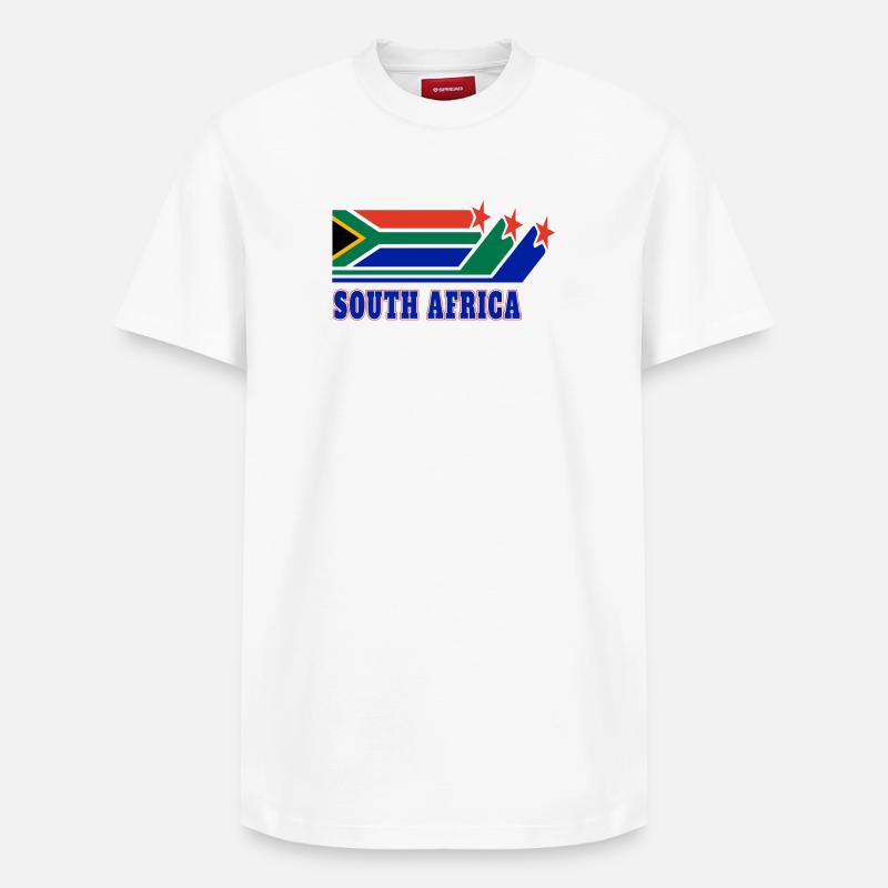 Drapeaux d'Afrique du Sud - T-shirt unisexe décontracté en coton Supima – de SPREAD - blanc