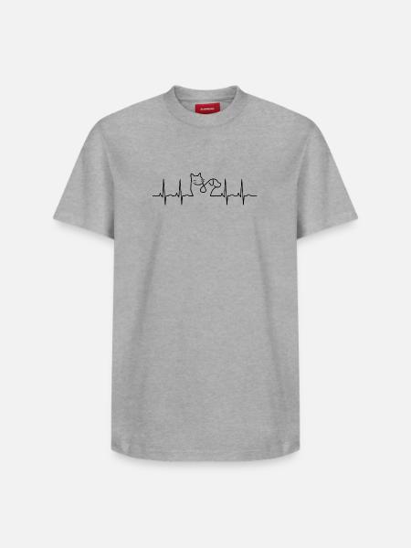 Heartbeat Cat Lineart - Relaxed Unisex Supima Cotton T-Shirt – by SPREAD - white