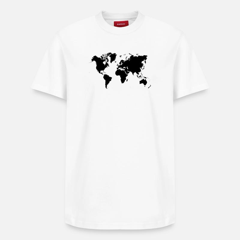 Carte du monde Noir - T-shirt unisexe décontracté en coton Supima – de SPREAD - blanc