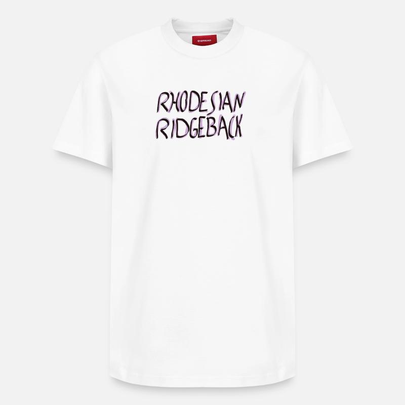 Rhodesian Ridgeback SchriftzugDesign - Relaxed Unisex Supima Cotton T-Shirt – von SPREAD - Weiß