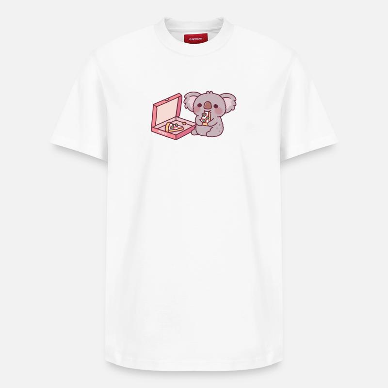 Mignon Koala Ours Mangeant Pizza - T-shirt unisexe décontracté en coton Supima – de SPREAD - blanc