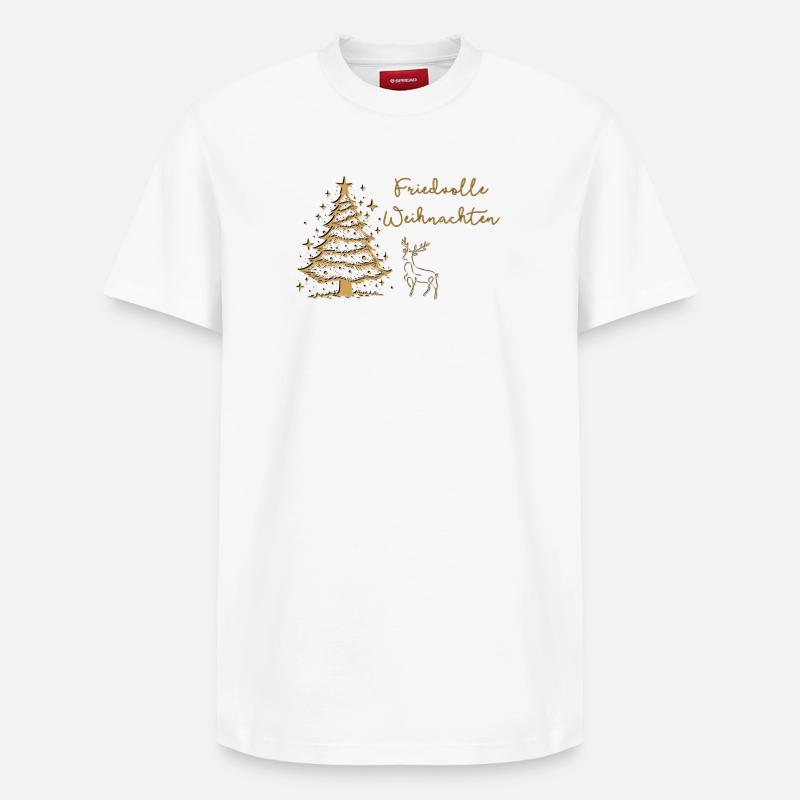 Noël paisible dans la forêt Cerf Arbre de Noël - T-shirt unisexe décontracté en coton Supima – de SPREAD - blanc