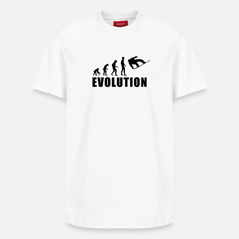 EVOLUTION SNOWBOARD Schnee Winter Geschenk - Relaxed Unisex Supima Cotton T-Shirt – von SPREAD - Weiß