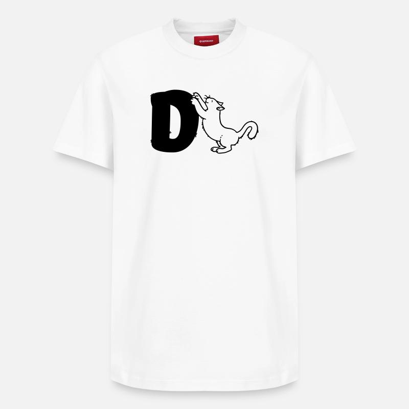 Katze Buchstabe D - Relaxed Unisex Supima Cotton T-Shirt – von SPREAD - Weiß