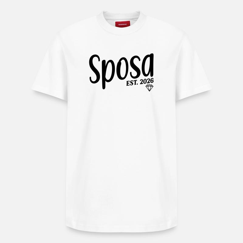 Mariée italienne 2026 - T-shirt unisexe décontracté en coton Supima – de SPREAD - blanc