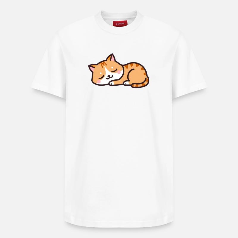 chat endormi - T-shirt unisexe décontracté en coton Supima – de SPREAD - blanc
