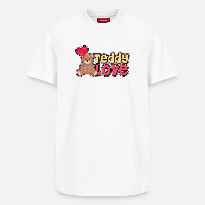 Teddy Amour - Ours - Ours - T-shirt unisexe décontracté en coton Supima – de SPREAD - blanc
