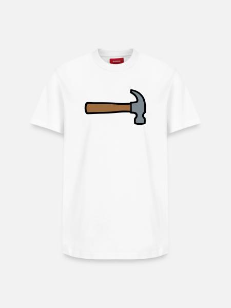 Carpenter's Hammer Tool Icon - Relaxed Unisex Supima Cotton T-Shirt – by SPREAD - white