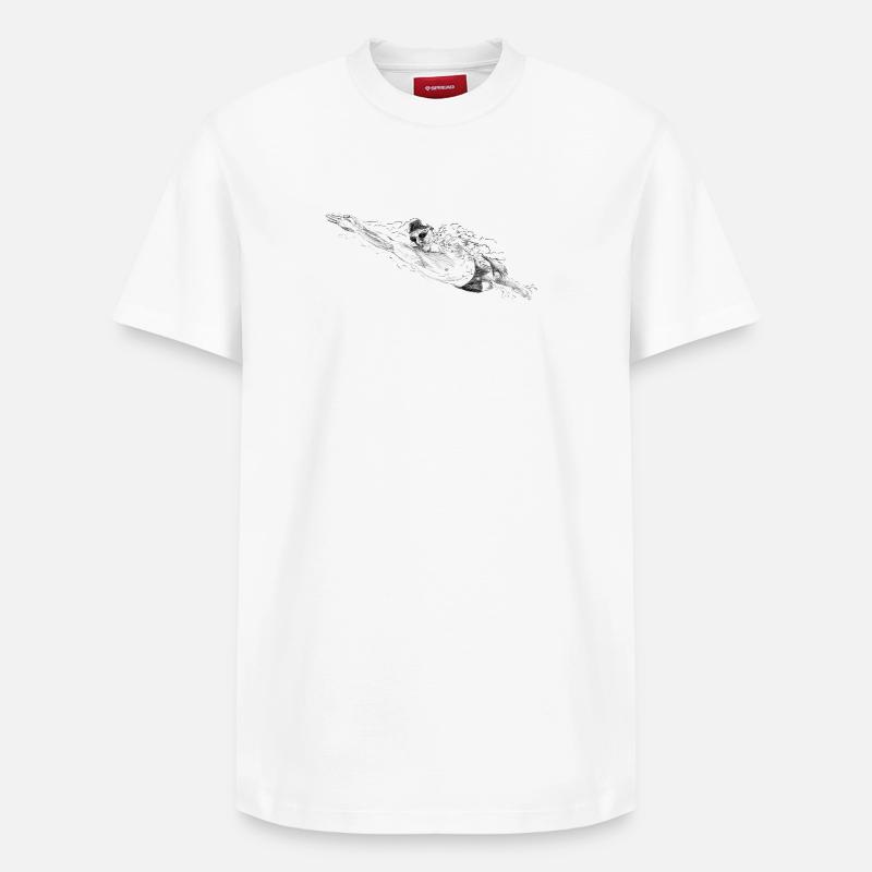 Swimmer - T-shirt unisexe décontracté en coton Supima – de SPREAD - blanc