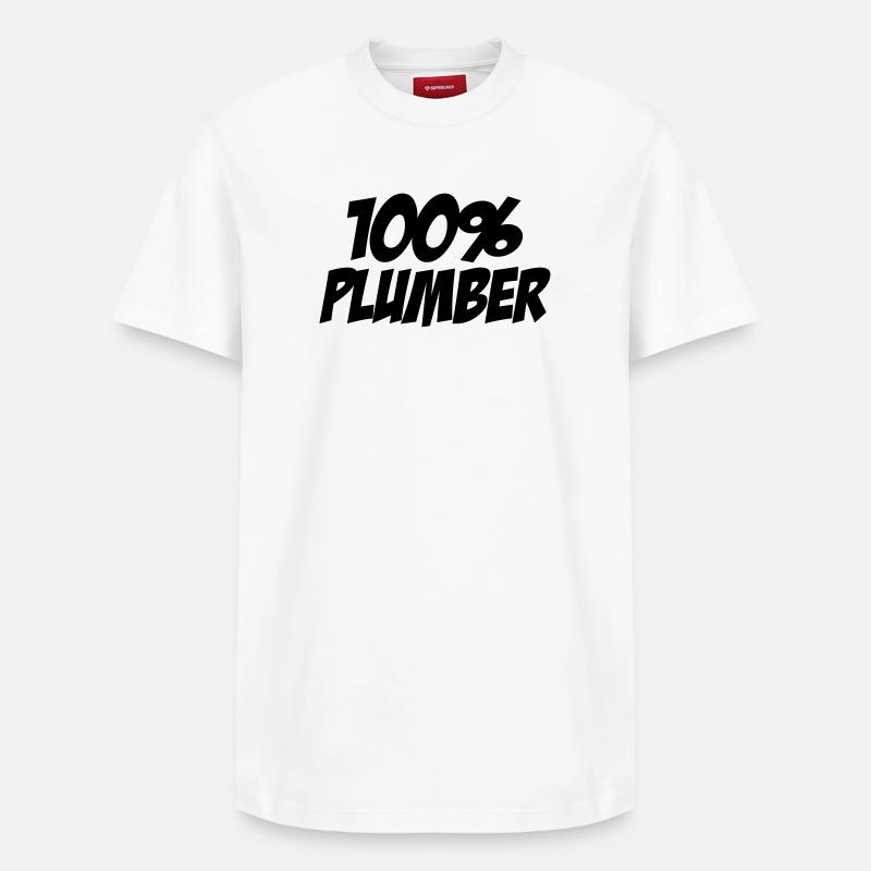 100% Plumber - T-shirt unisexe décontracté en coton Supima – de SPREAD - blanc