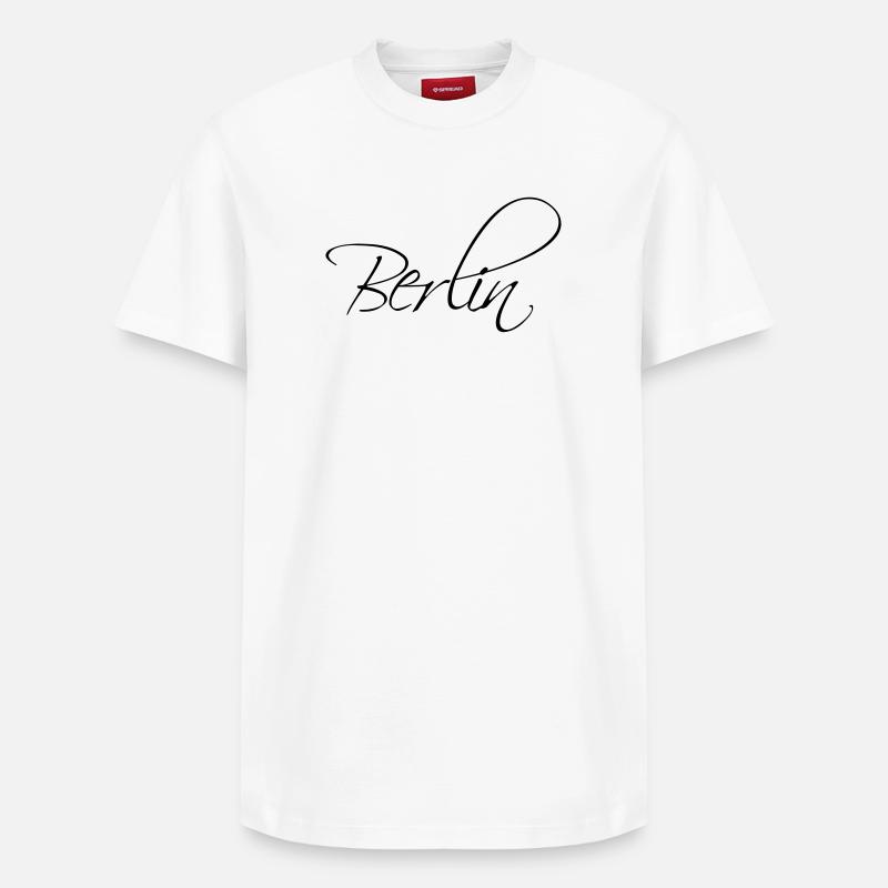 Lettrage de calligraphie de Berlin - T-shirt unisexe décontracté en coton Supima – de SPREAD - blanc