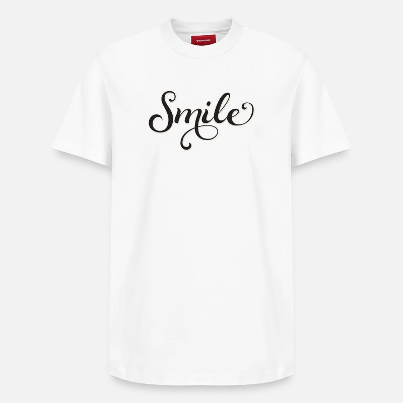 Lächelnder Script-Schriftzug Smile - Relaxed Unisex Supima Cotton T-Shirt – von SPREAD - Weiß
