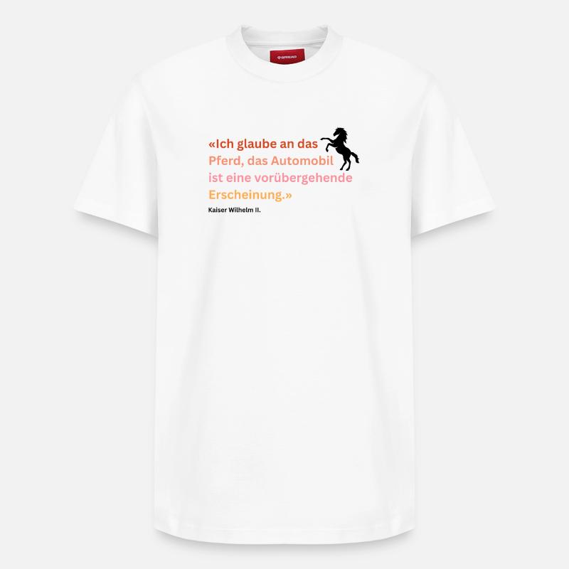 "Ich glaube an das Pferd" - Relaxed Unisex Supima Cotton T-Shirt – von SPREAD - Weiß