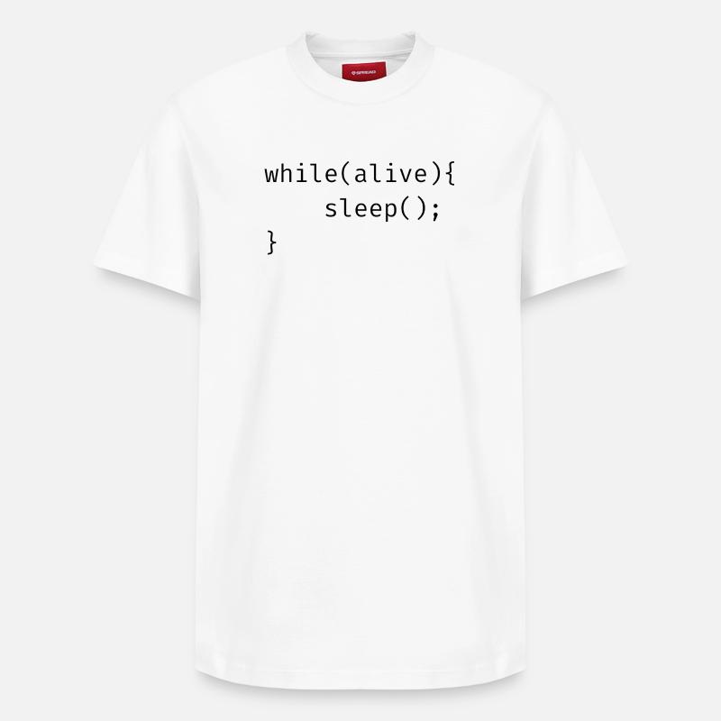 pendant que (vivant){ sommeil() ; Mèmes - T-shirt unisexe décontracté en coton Supima – de SPREAD - blanc