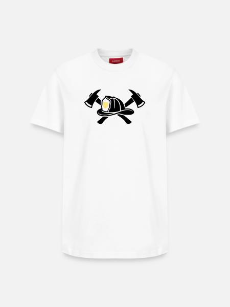 Casque de pompier Aexte Graphic - T-shirt unisexe décontracté en coton Supima – de SPREAD - blanc
