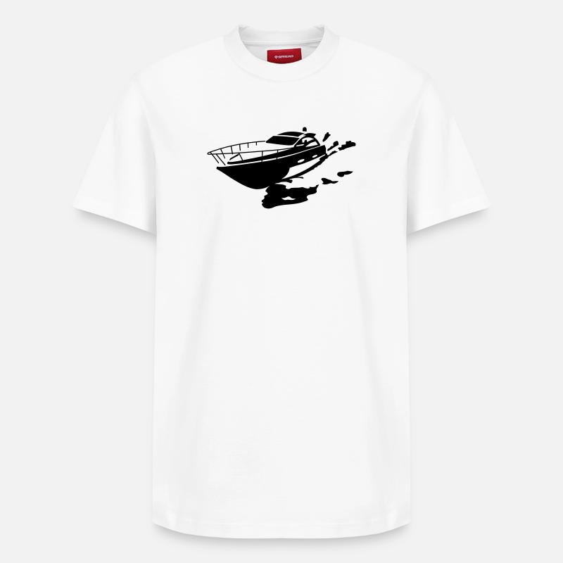 Motorboot - Relaxed Unisex Supima Cotton T-Shirt – von SPREAD - Weiß