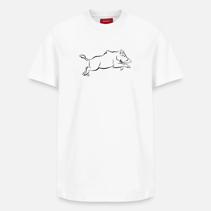 Sanglier dans le saut - T-shirt unisexe décontracté en coton Supima – de SPREAD - blanc