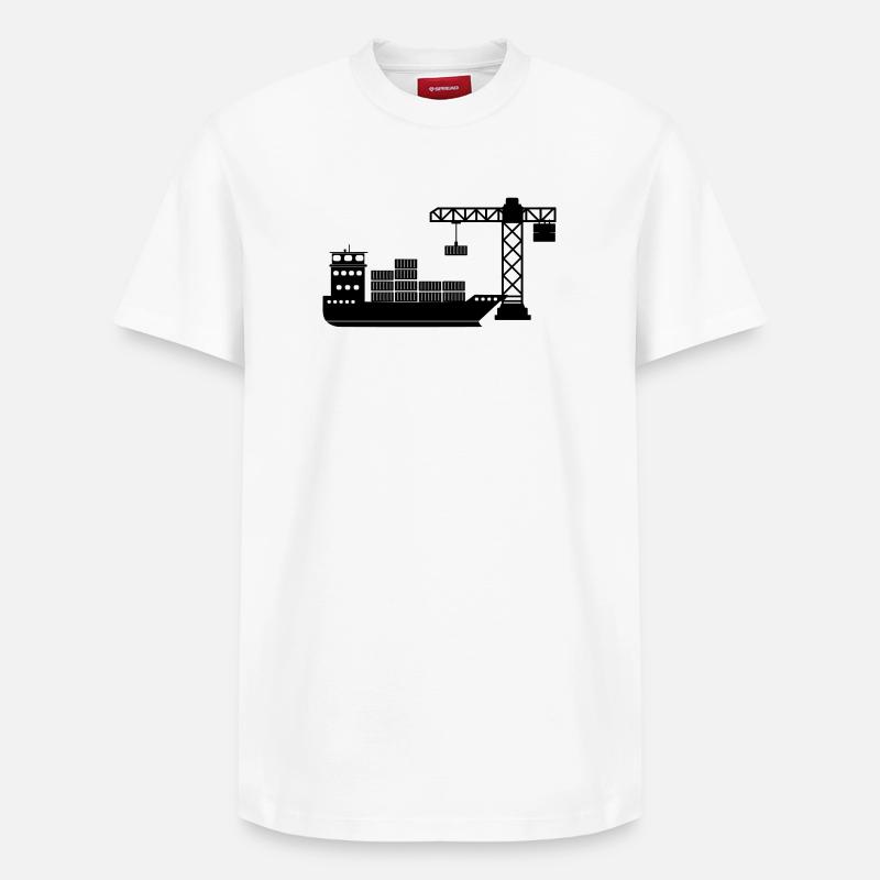 Seecontainerboot mit Kranentladung - Relaxed Unisex Supima Cotton T-Shirt – von SPREAD - Weiß