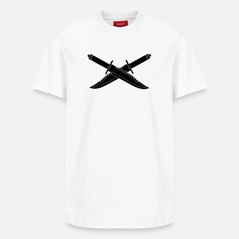 Deux couteaux croisés - T-shirt unisexe décontracté en coton Supima – de SPREAD - blanc