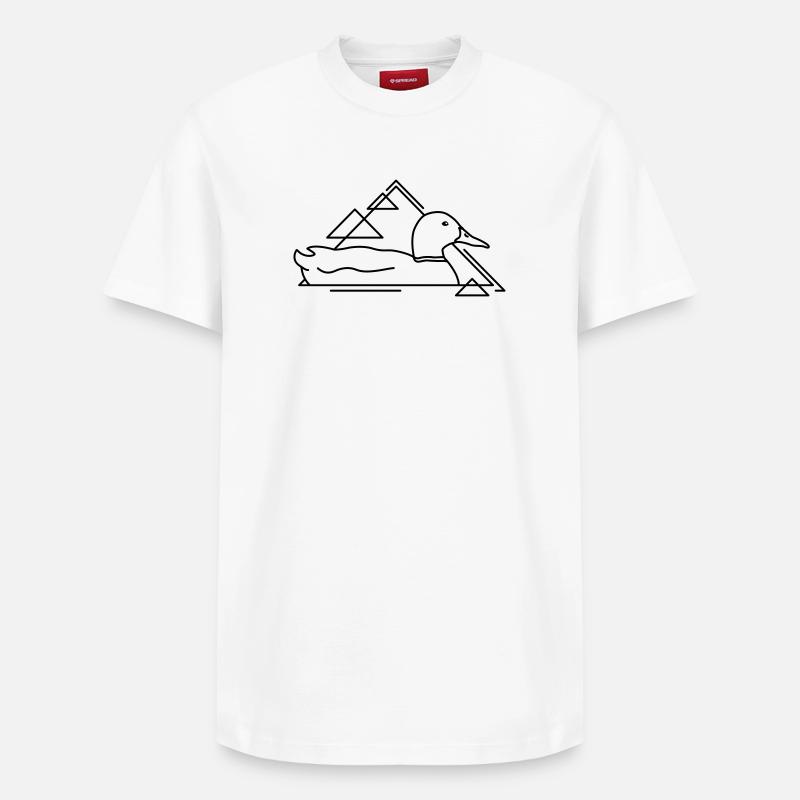 Canard flottant au design géométrique - T-shirt unisexe décontracté en coton Supima – de SPREAD - blanc