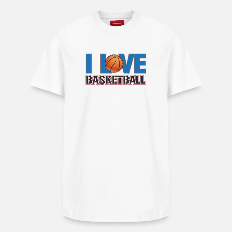 J’adore le basket-ball - T-shirt unisexe décontracté en coton Supima – de SPREAD - blanc