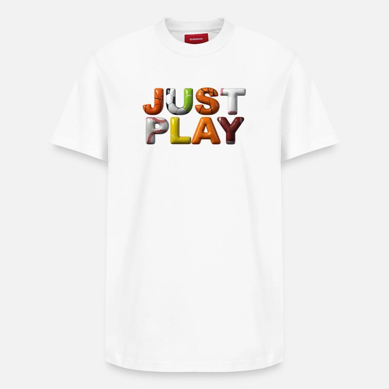 Just play. Don’t overthink it. - Relaxed Unisex Supima Cotton T-Shirt – von SPREAD - Weiß