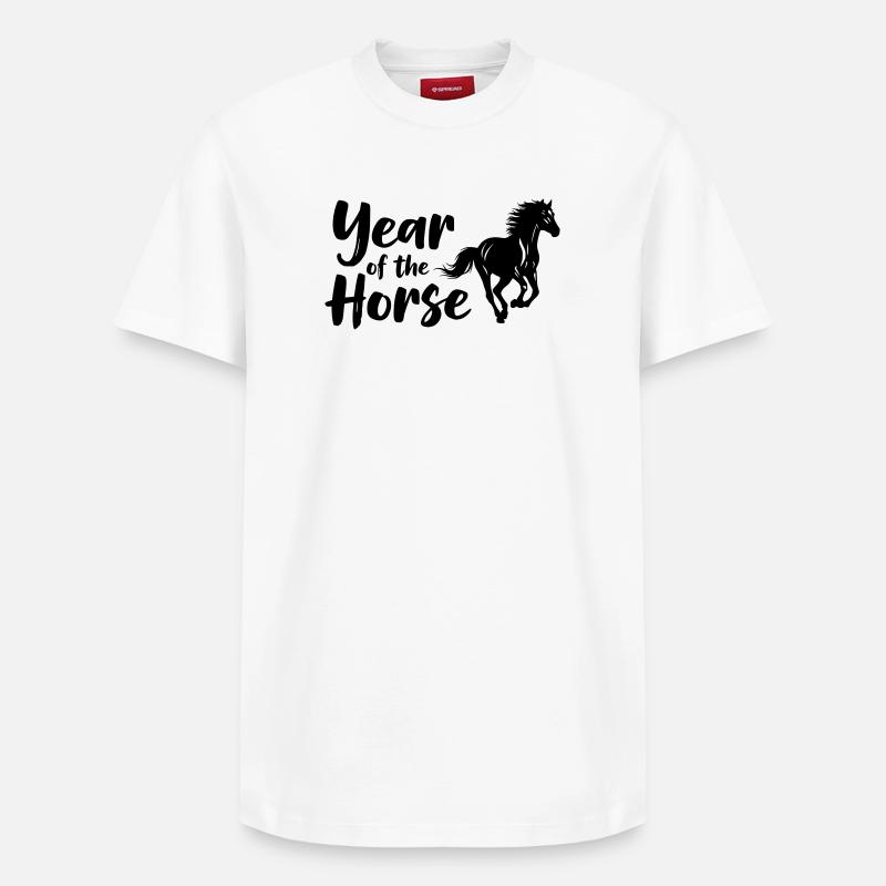 Année du Cheval Lettrage - T-shirt unisexe décontracté en coton Supima – de SPREAD - blanc