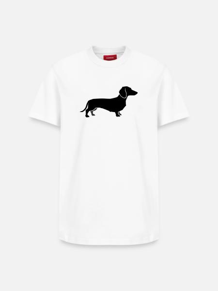 Dackel Hund Silhouette - Relaxed Unisex Supima Cotton T-Shirt – von SPREAD - Weiß