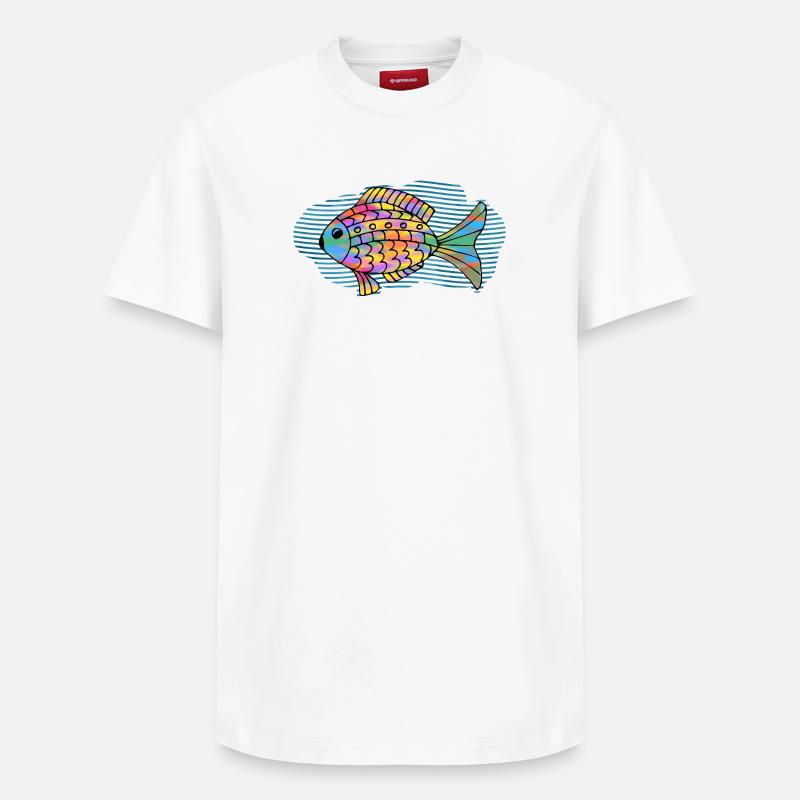 Fisch - Relaxed Unisex Supima Cotton T-Shirt – von SPREAD - Weiß