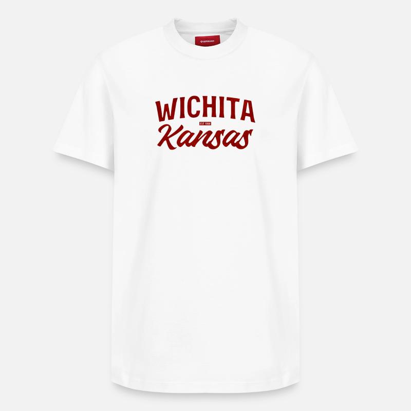 Wichita Kansas Rétro Script - T-shirt unisexe décontracté en coton Supima – de SPREAD - blanc