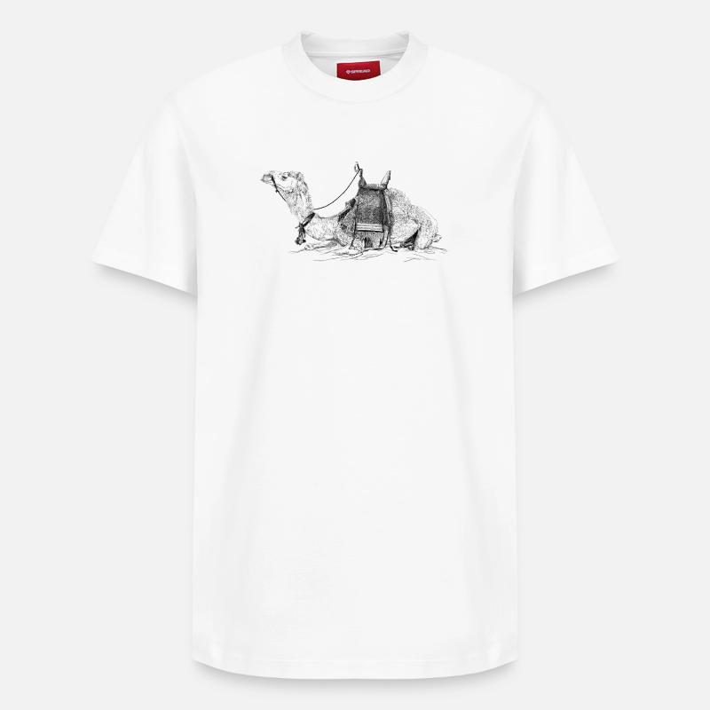 Kamel  - Relaxed Unisex Supima Cotton T-Shirt – von SPREAD - Weiß