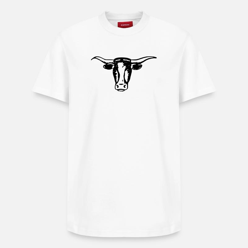 Tête de bœuf Longhorn - T-shirt unisexe décontracté en coton Supima – de SPREAD - blanc