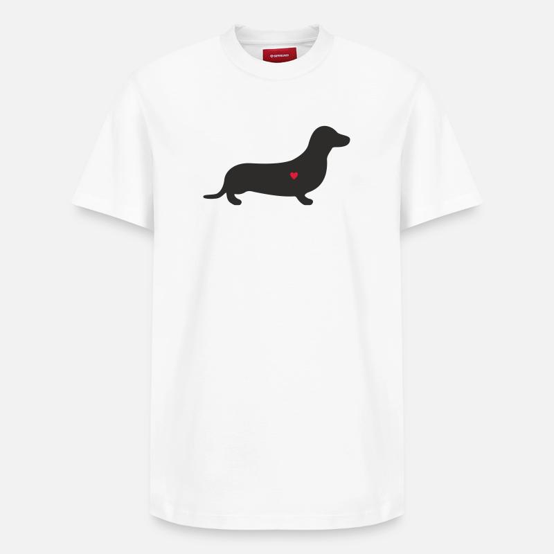 Dackel Herz Silhouette - Relaxed Unisex Supima Cotton T-Shirt – von SPREAD - Weiß