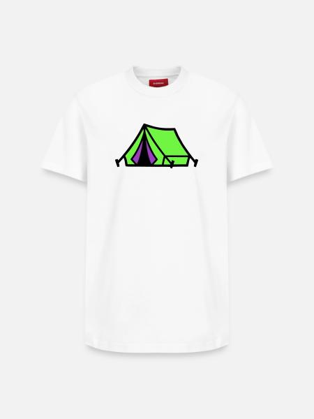 Festival Tent Camping Icon - Relaxed Unisex Supima Cotton T-Shirt – by SPREAD - white
