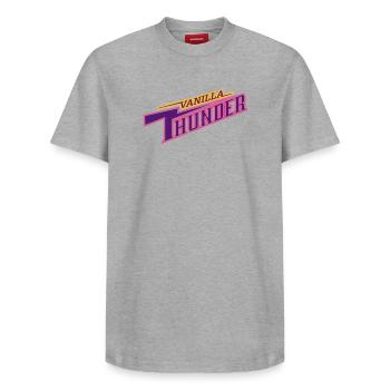 Vanilla Tonnerre - T-shirt unisexe décontracté en coton Supima – de SPREAD - blanc - Devant - AI Model Female 172 dark (172cm) & AI Model Male 185 dark (185cm)
