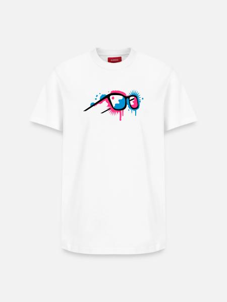 3D glasses in graffiti style - Relaxed Unisex Supima Cotton T-Shirt – by SPREAD - white