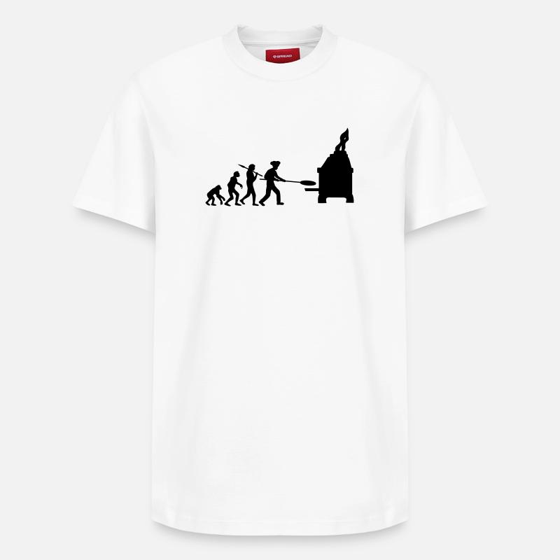 Evolution Pizza Baker - Relaxed Unisex Supima Cotton T-Shirt – by SPREAD - white