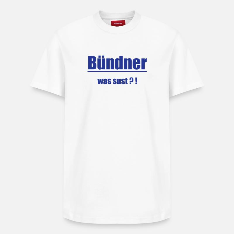 Bündner Was Sust?! - Relaxed Unisex Supima Cotton T-Shirt – von SPREAD - Weiß