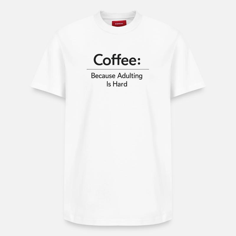 Coffee because murder is wrong - Relaxed Unisex Supima Cotton T-Shirt – von SPREAD - Weiß
